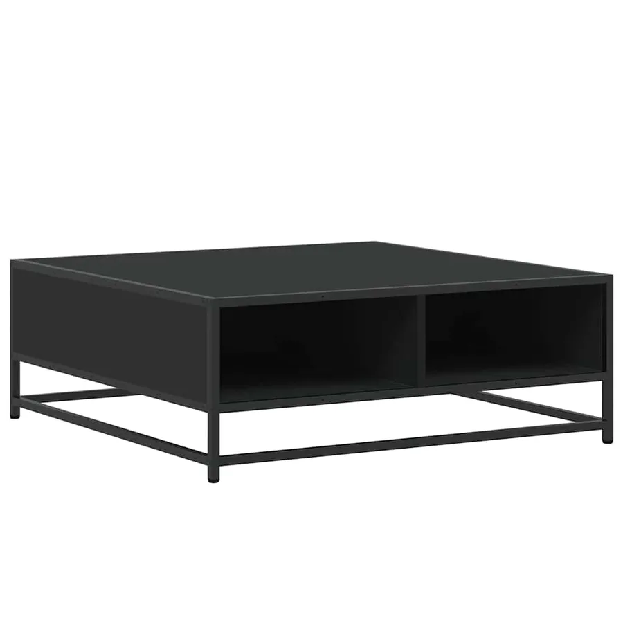 Table basse noir 80x80x30 cm bois d'ingénierie et métal - 7