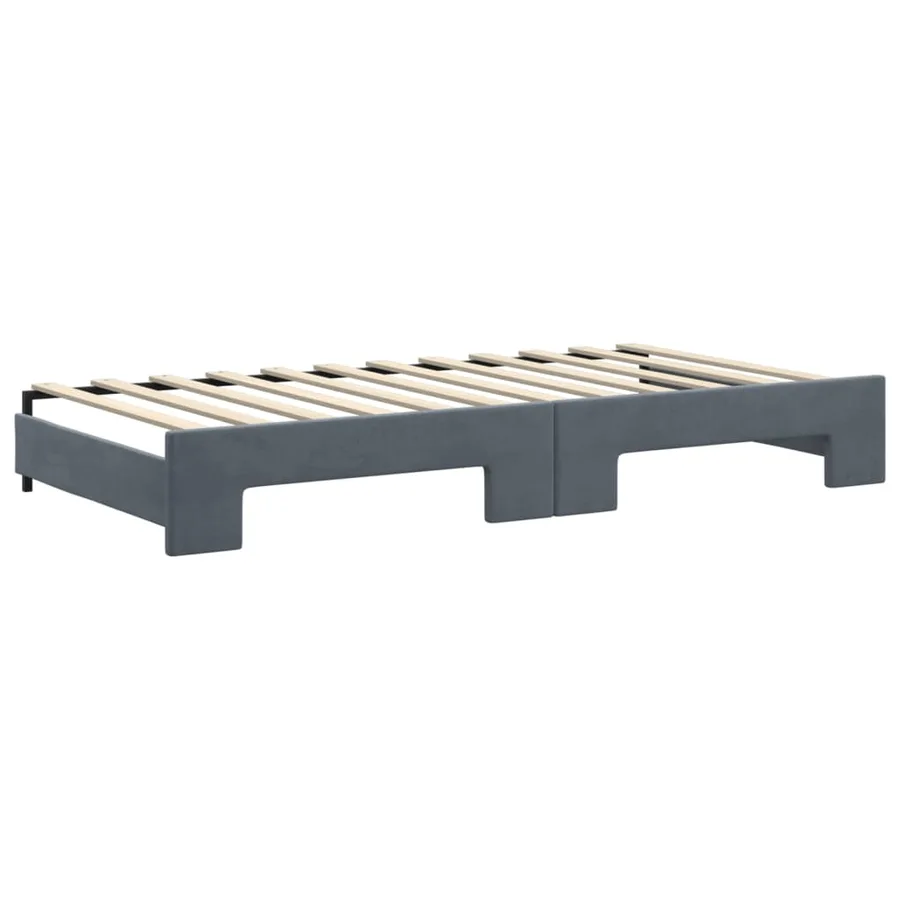 Lit de jour et gigogne et matelas gris foncé 100x200 cm velours - 5