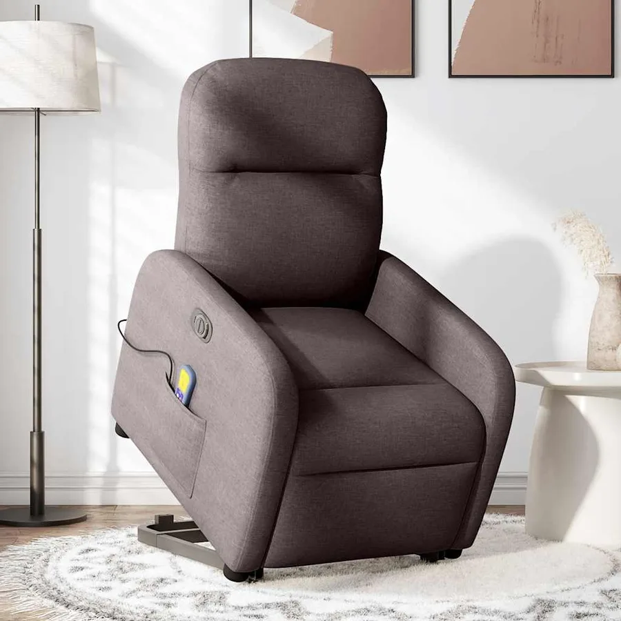Fauteuil inclinable de massage électrique Marron foncé Tissu - 2