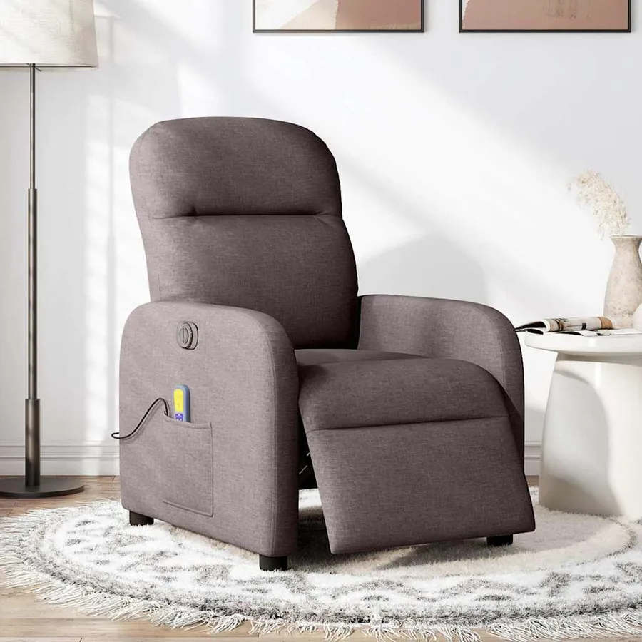 Fauteuil de massage inclinable électrique Marron foncé Tissu - 2