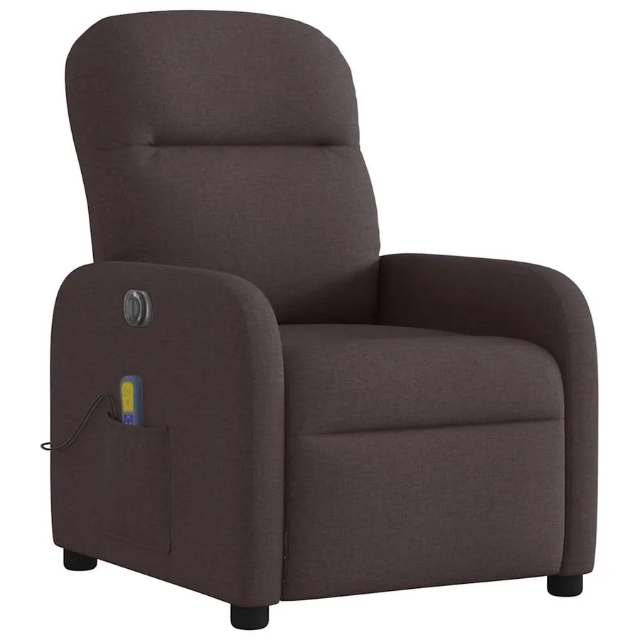 Fauteuil de massage inclinable électrique Marron foncé Tissu - 4