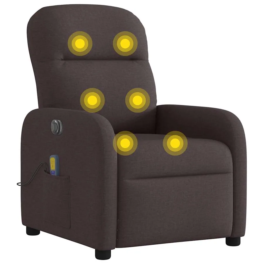 Fauteuil de massage inclinable électrique Marron foncé Tissu - 8