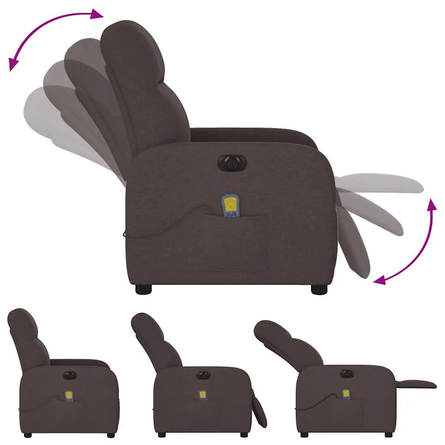 Fauteuil de massage inclinable électrique Marron foncé Tissu - 9