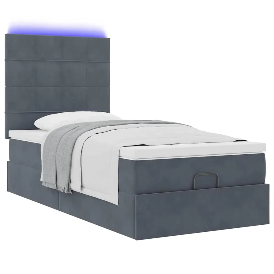 Cadre de lit ottoman avec matelas gris foncé 90x190 cm velours - 6