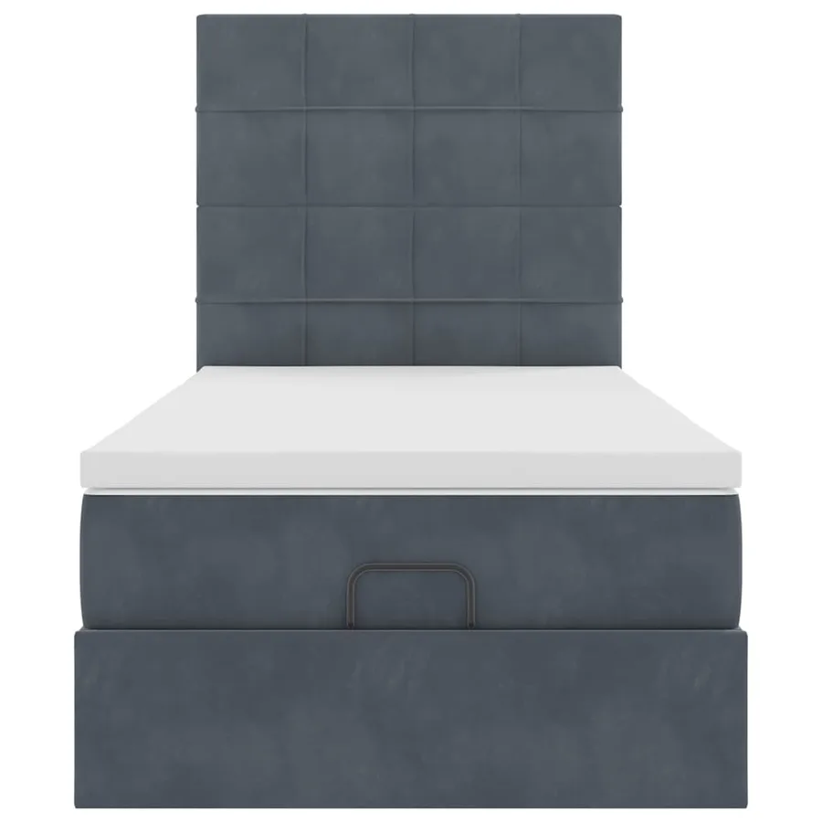 Cadre de lit ottoman avec matelas gris foncé 90x190 cm velours - 8
