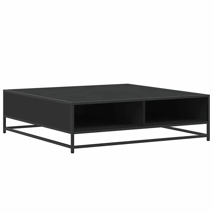 Table basse noir 100x100x30 cm bois d'ingénierie et métal - 7