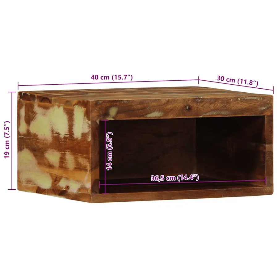 Meuble TV mural 40x30x19 cm bois massif de récupération - 10