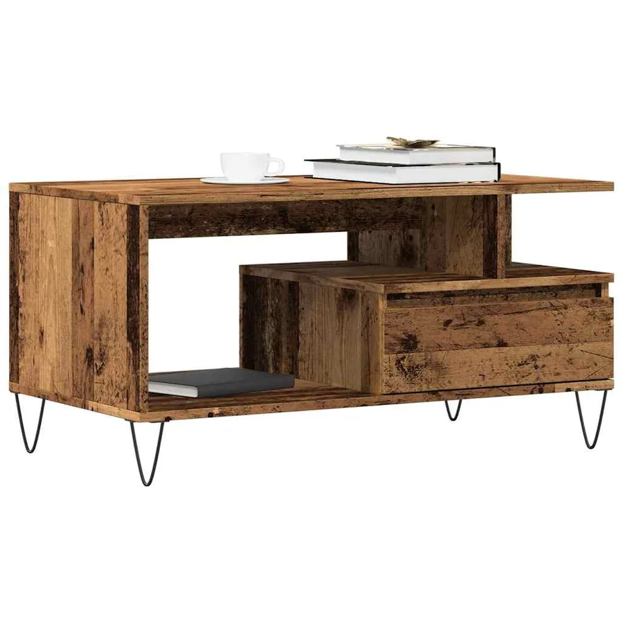 Table basse vieux bois 90x49x45 cm bois d'ingénierie - 2