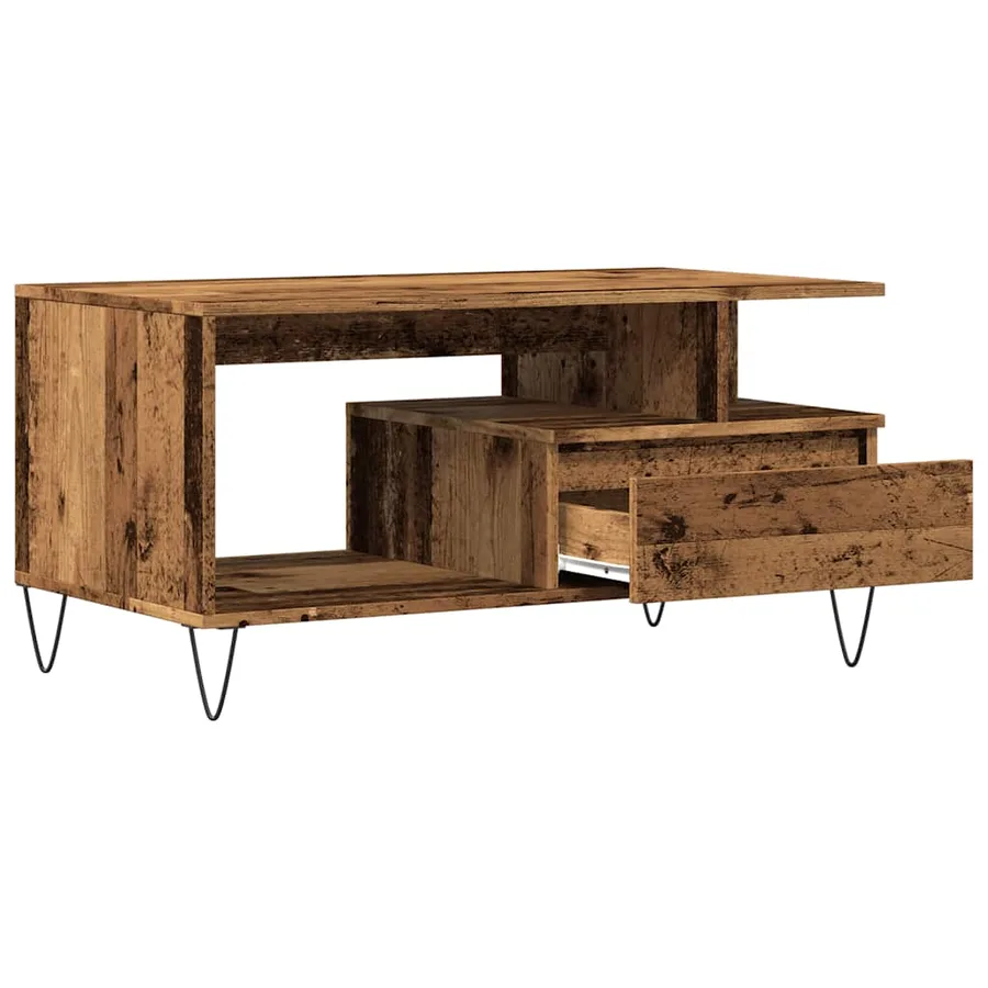 Table basse vieux bois 90x49x45 cm bois d'ingénierie - 5
