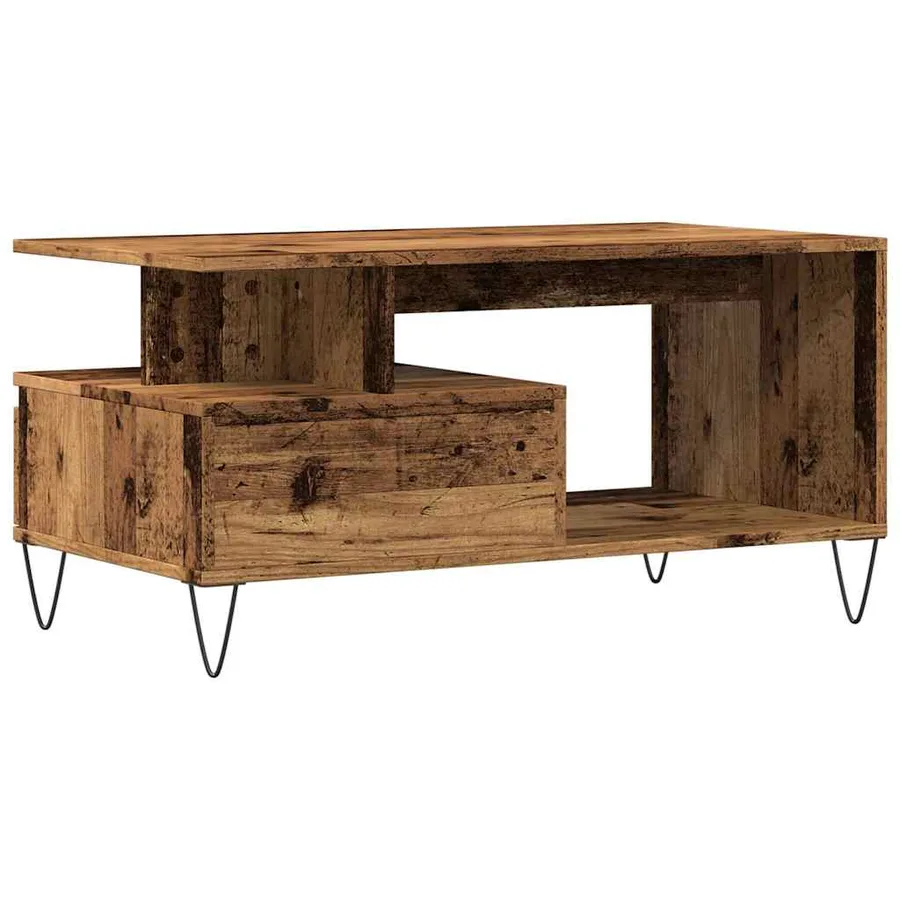 Table basse vieux bois 90x49x45 cm bois d'ingénierie - 7