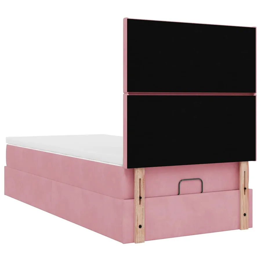 Cadre de lit ottoman avec matelas rose 90x190 cm velours - 10