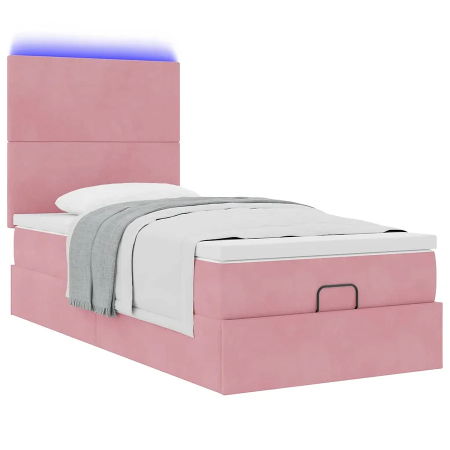 Cadre de lit ottoman avec matelas rose 90x190 cm velours - 6