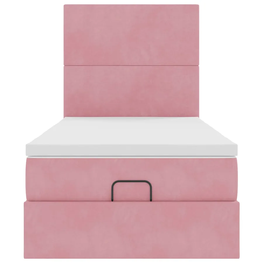 Cadre de lit ottoman avec matelas rose 90x190 cm velours - 8