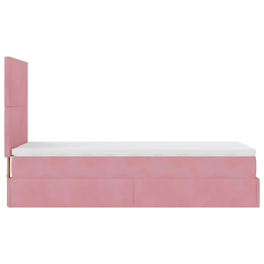 Cadre de lit ottoman avec matelas rose 90x190 cm velours - 9