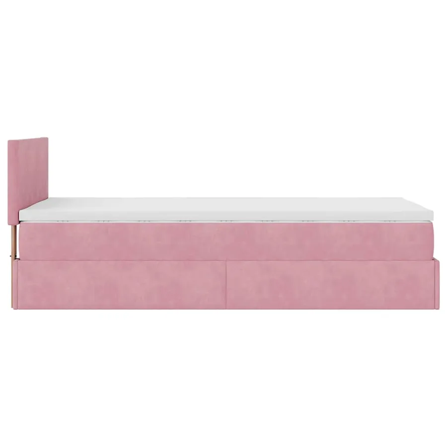Cadre de lit ottoman avec matelas rose 90x190 cm velours - 10