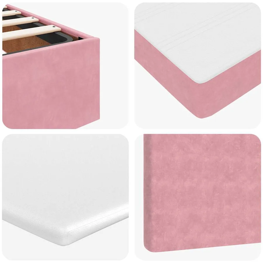 Cadre de lit ottoman avec matelas rose 90x190 cm velours - 14