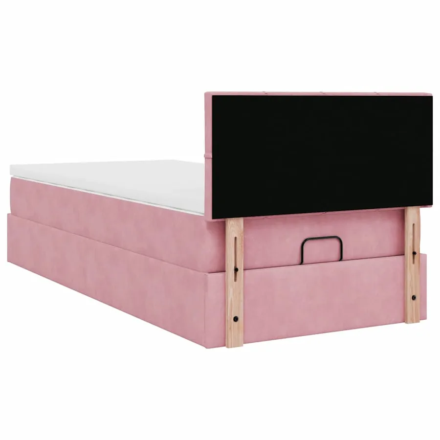 Cadre de lit ottoman avec matelas rose 90x190 cm velours - 11