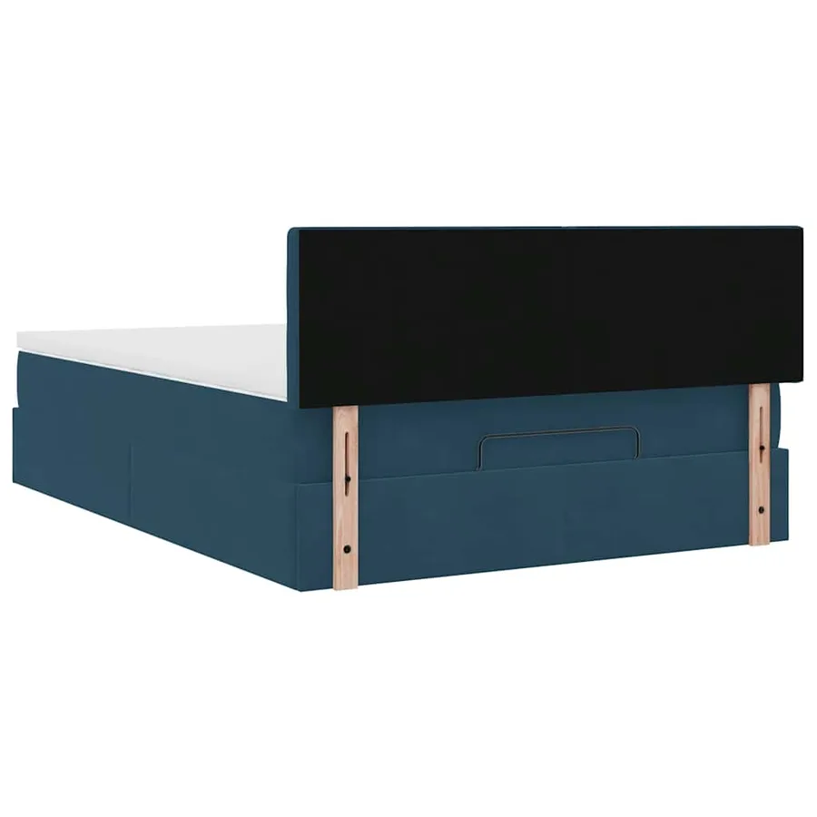 Cadre de lit ottoman avec matelas bleu foncé 90x190 cm velours - 11