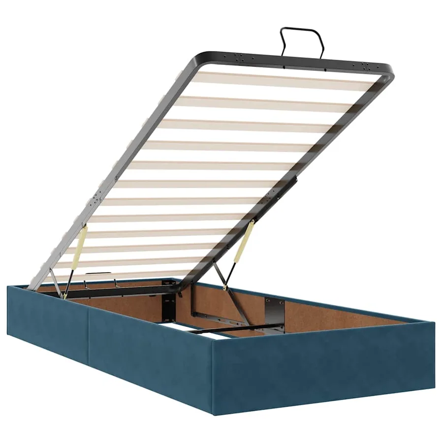 Cadre de lit ottoman avec matelas bleu foncé 90x190 cm velours - 12
