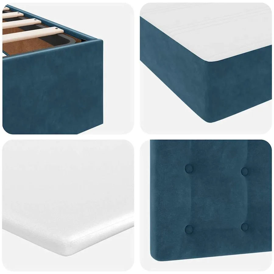 Cadre de lit ottoman avec matelas bleu foncé 90x190 cm velours - 13