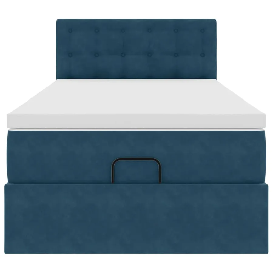 Cadre de lit ottoman avec matelas bleu foncé 90x190 cm velours - 7