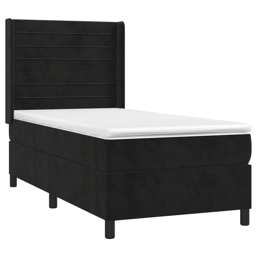 Sommier à lattes de lit matelas et LED Noir 100x200 cm Velours - 4