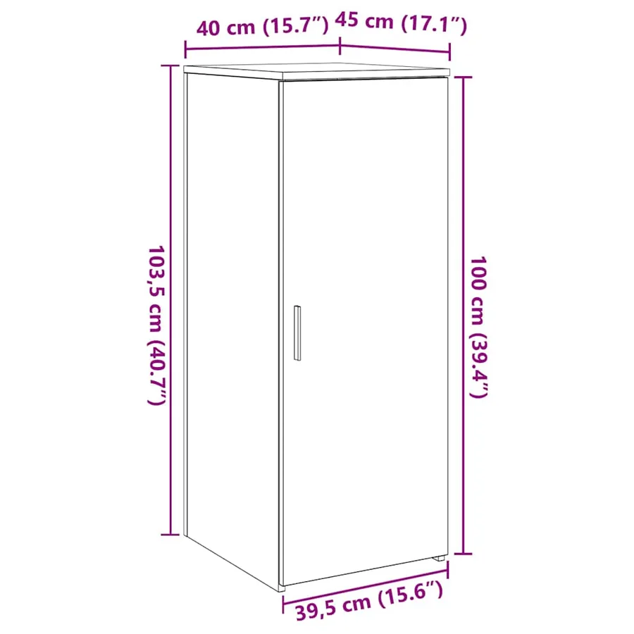 Armoire de rangement Noir 40x45x103,5 cm Bois d'ingénierie - 11