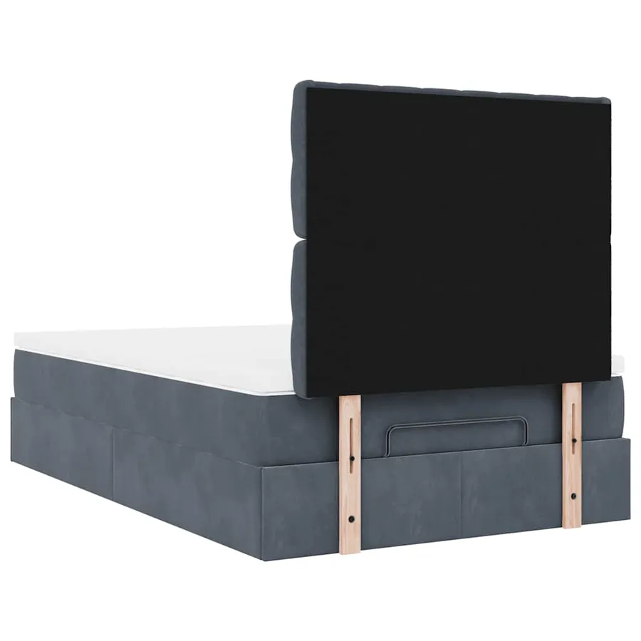 Cadre de lit ottoman avec matelas gris foncé 120x190 cm velours - 10