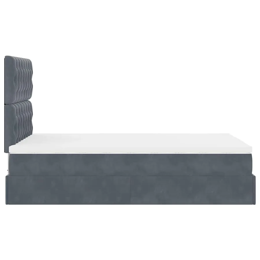 Cadre de lit ottoman avec matelas gris foncé 120x190 cm velours - 9