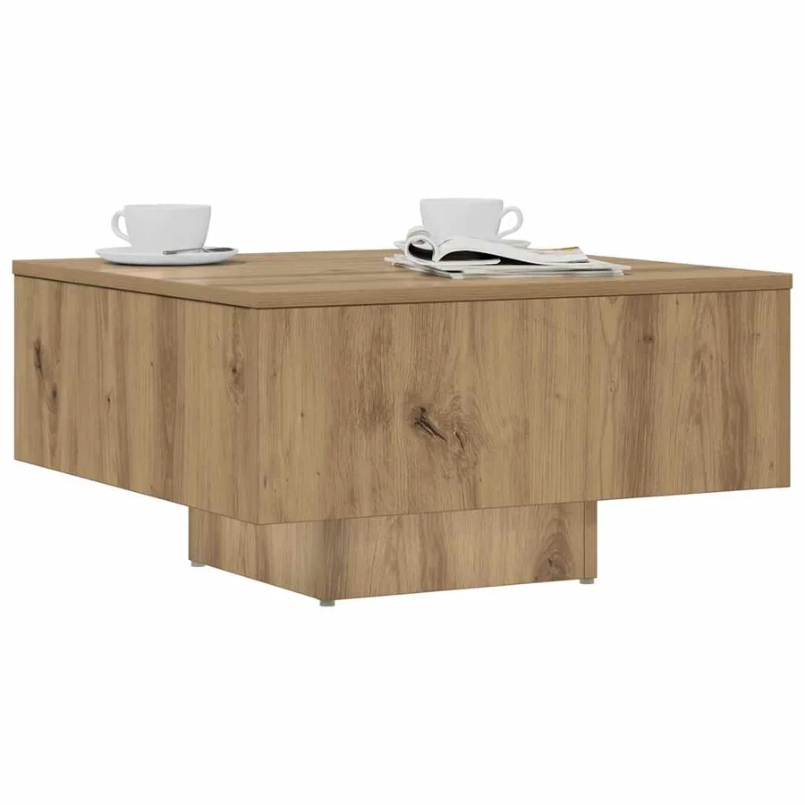 Table basse chêne artisanal 60x60x31,5 cm bois d'ingénierie - 3