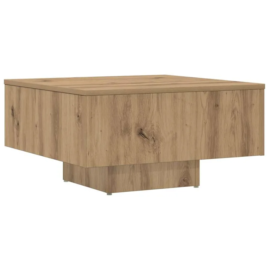Table basse chêne artisanal 60x60x31,5 cm bois d'ingénierie - 6