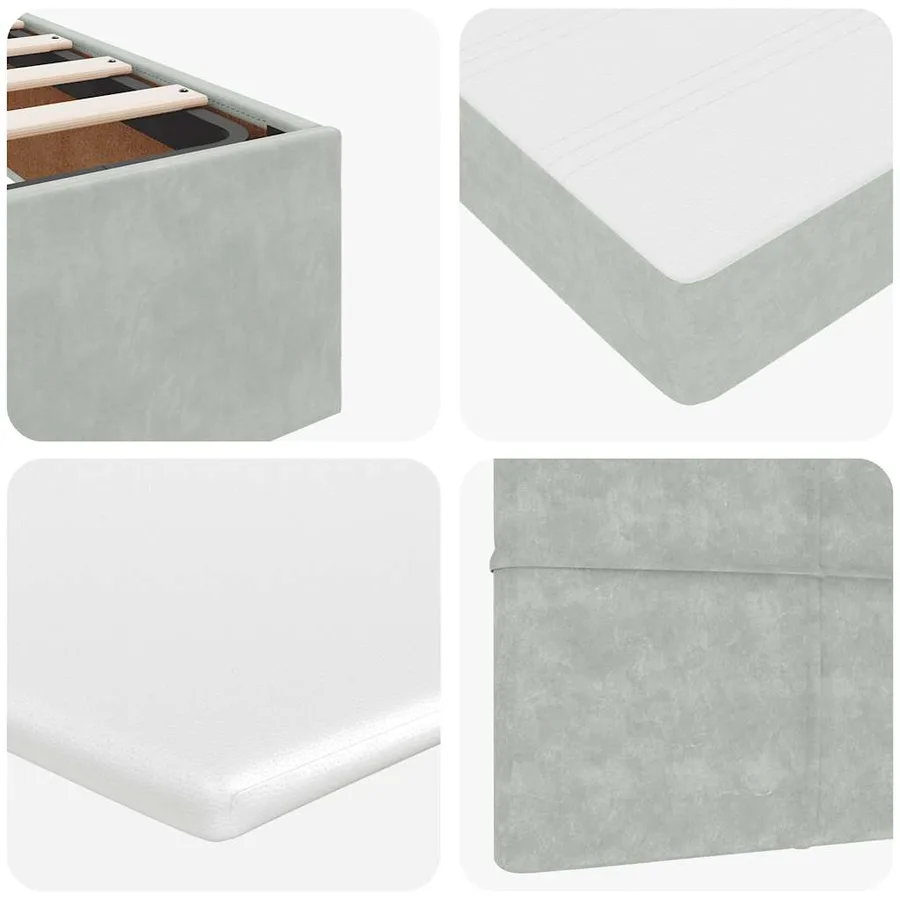 Lit ottoman avec matelas gris clair 120x190 cm velours - 12