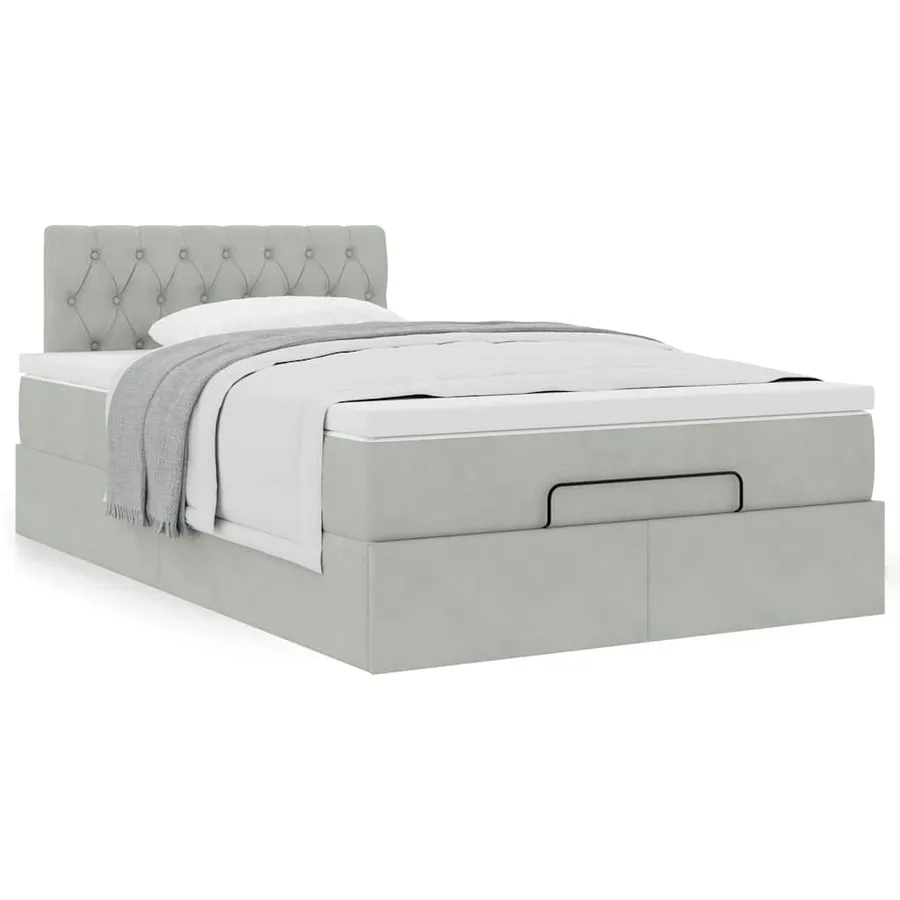 Cadre de lit ottoman et matelas gris clair 120x200 cm velours - 4