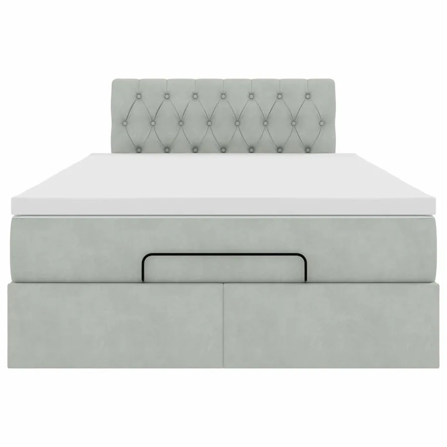 Cadre de lit ottoman et matelas gris clair 120x200 cm velours - 7