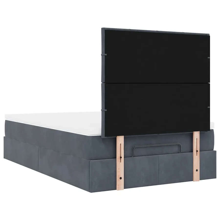 Cadre de lit ottoman avec matelas gris foncé 120x190 cm velours - 9