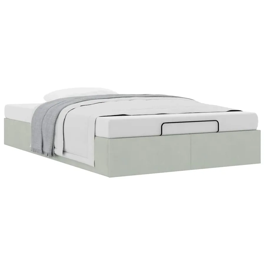 Cadre de lit ottoman sans matelas gris clair 120x200 cm velours - 5