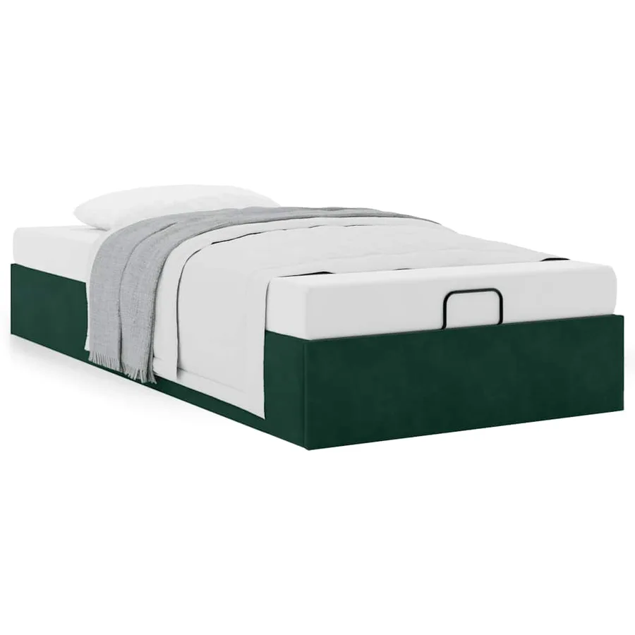 Cadre de lit ottoman sans matelas vert foncé 90x190 cm velours - 4
