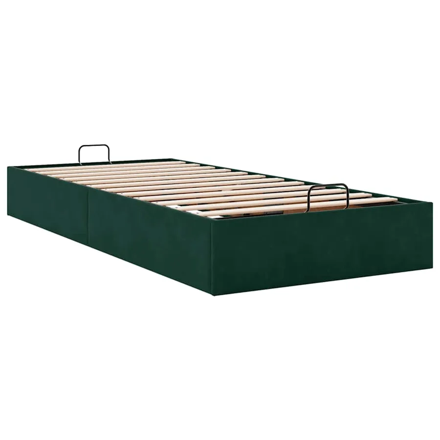 Cadre de lit ottoman sans matelas vert foncé 90x190 cm velours - 6