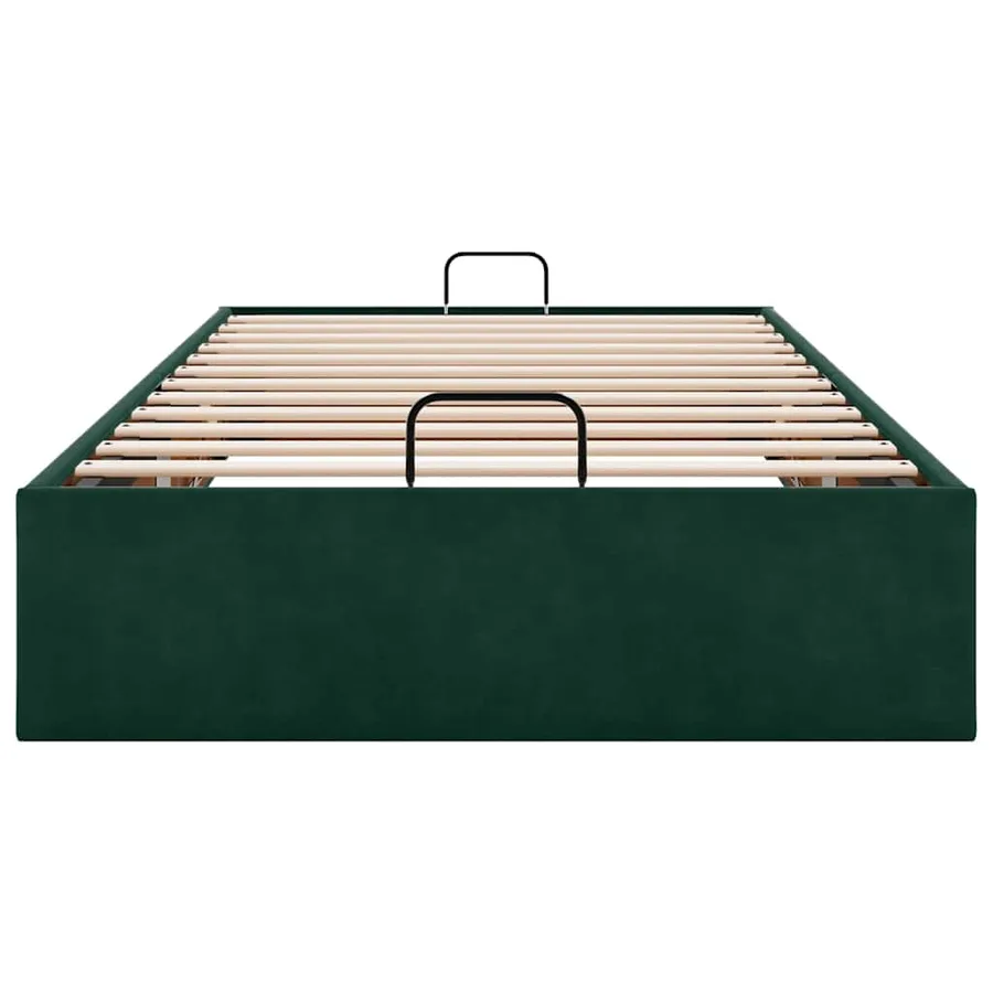 Cadre de lit ottoman sans matelas vert foncé 90x190 cm velours - 7