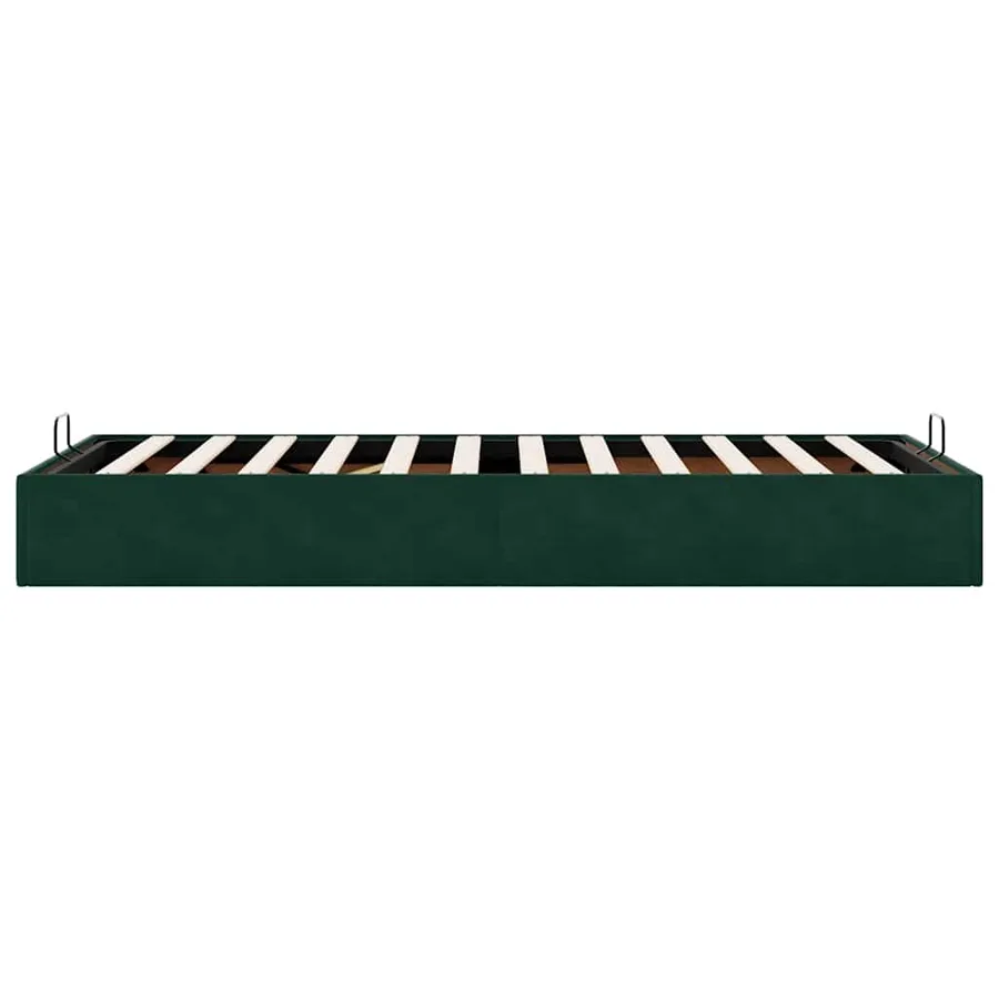 Cadre de lit ottoman sans matelas vert foncé 90x190 cm velours - 8