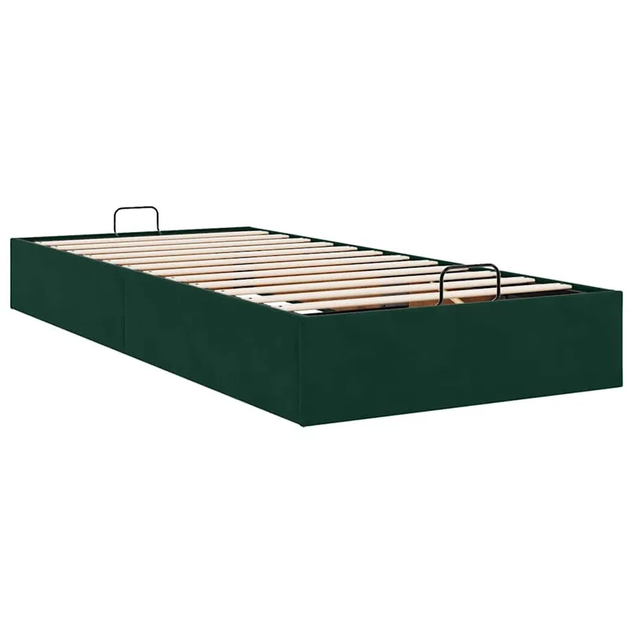 Cadre de lit ottoman sans matelas vert foncé 90x190 cm velours - 9