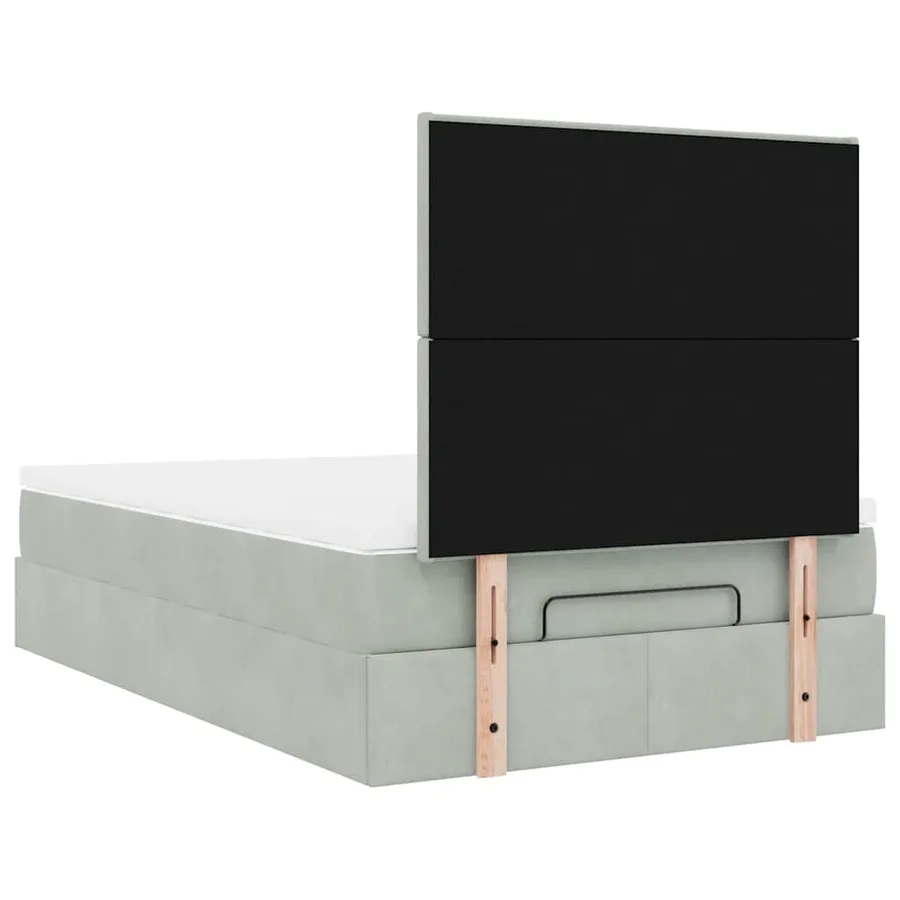 Cadre de lit ottoman et matelas gris clair 120x200 cm velours - 10