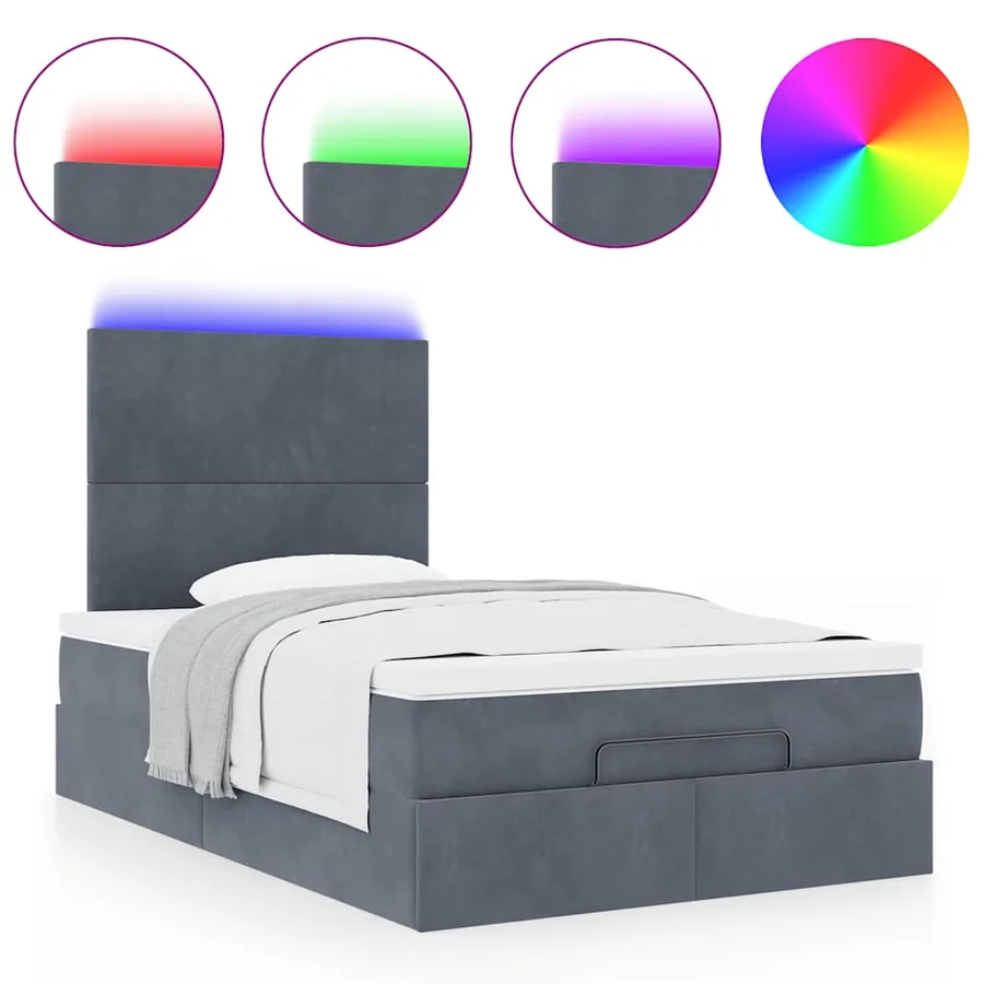 Cadre de lit ottoman avec matelas gris foncé 120x190 cm velours - 5