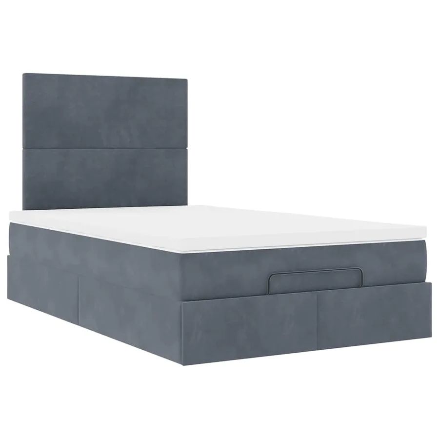 Cadre de lit ottoman avec matelas gris foncé 120x190 cm velours - 7