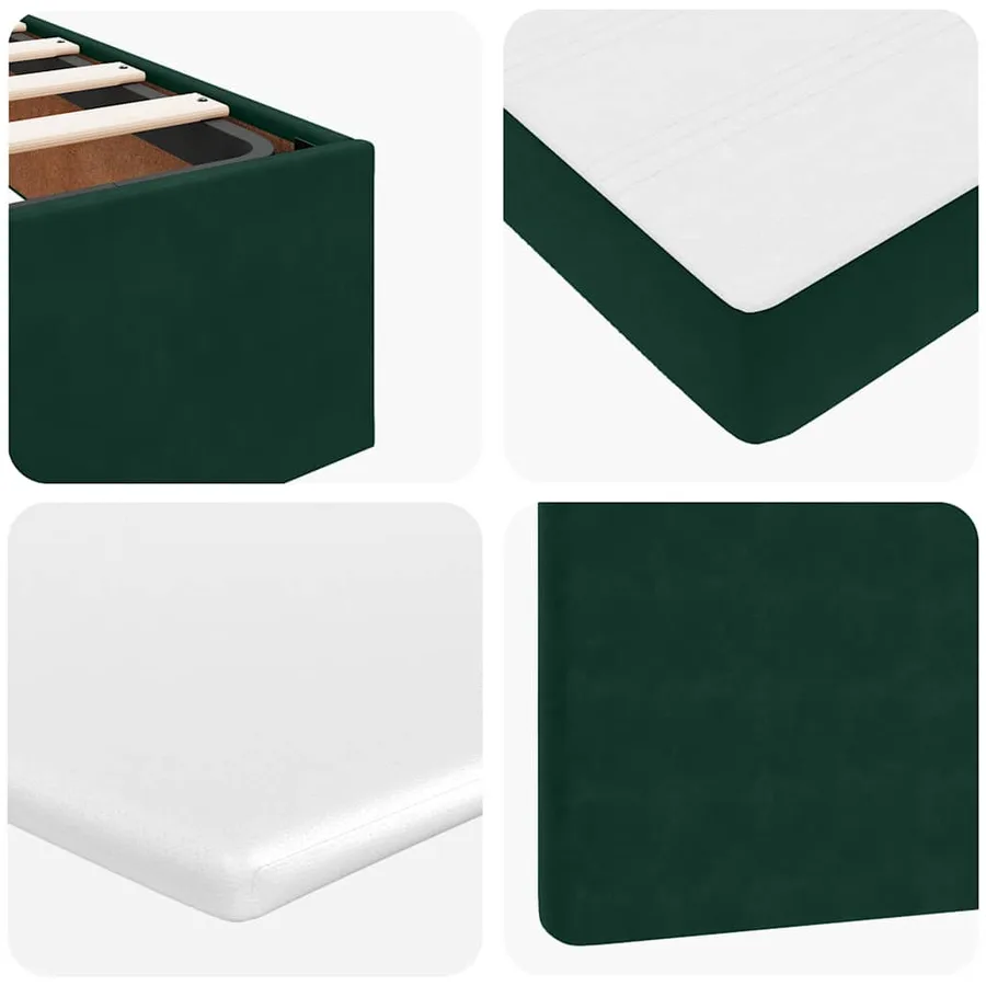 Cadre de lit ottoman avec matelas vert foncé 120x190 cm velours - 13