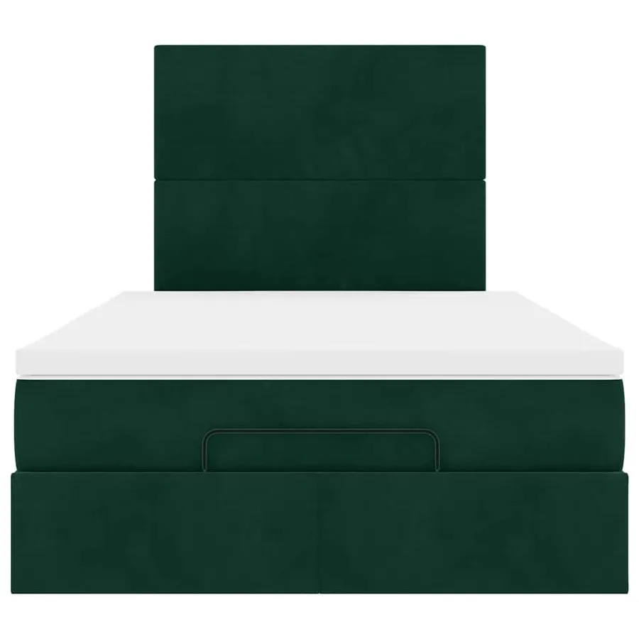 Cadre de lit ottoman avec matelas vert foncé 120x190 cm velours - 7