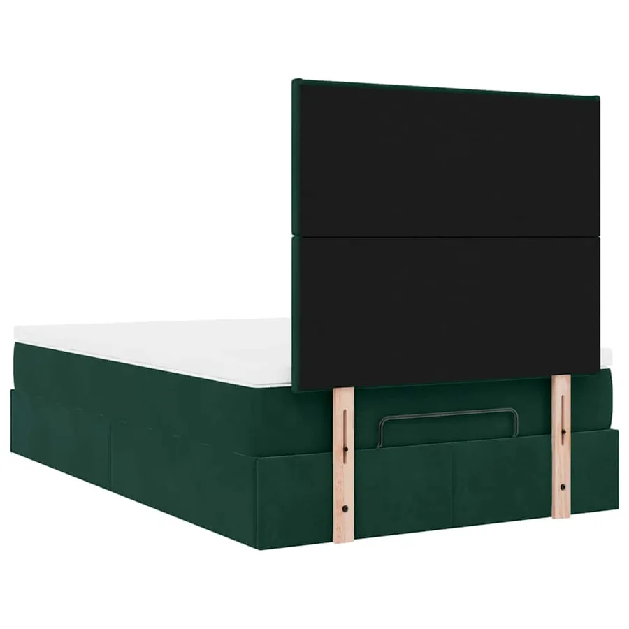 Cadre de lit ottoman avec matelas vert foncé 120x190 cm velours - 9