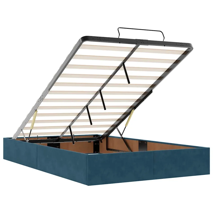 Lit ottoman avec matelas bleu foncé 120x190 cm velours - 12
