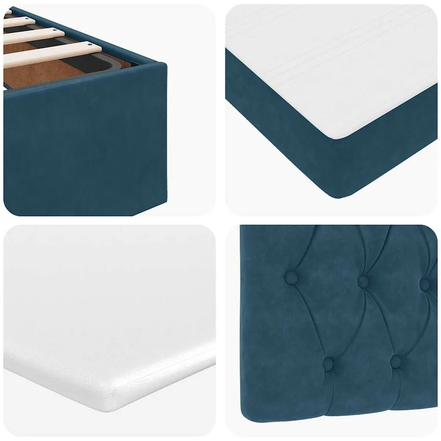 Lit ottoman avec matelas bleu foncé 120x190 cm velours - 13