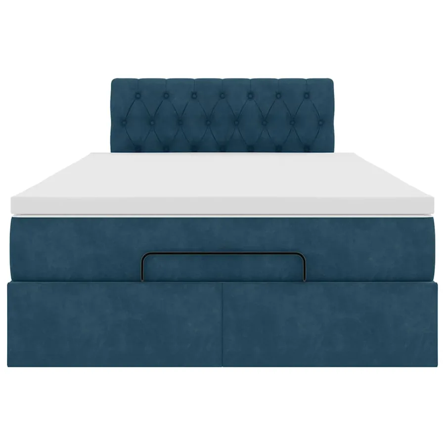 Lit ottoman avec matelas bleu foncé 120x190 cm velours - 7